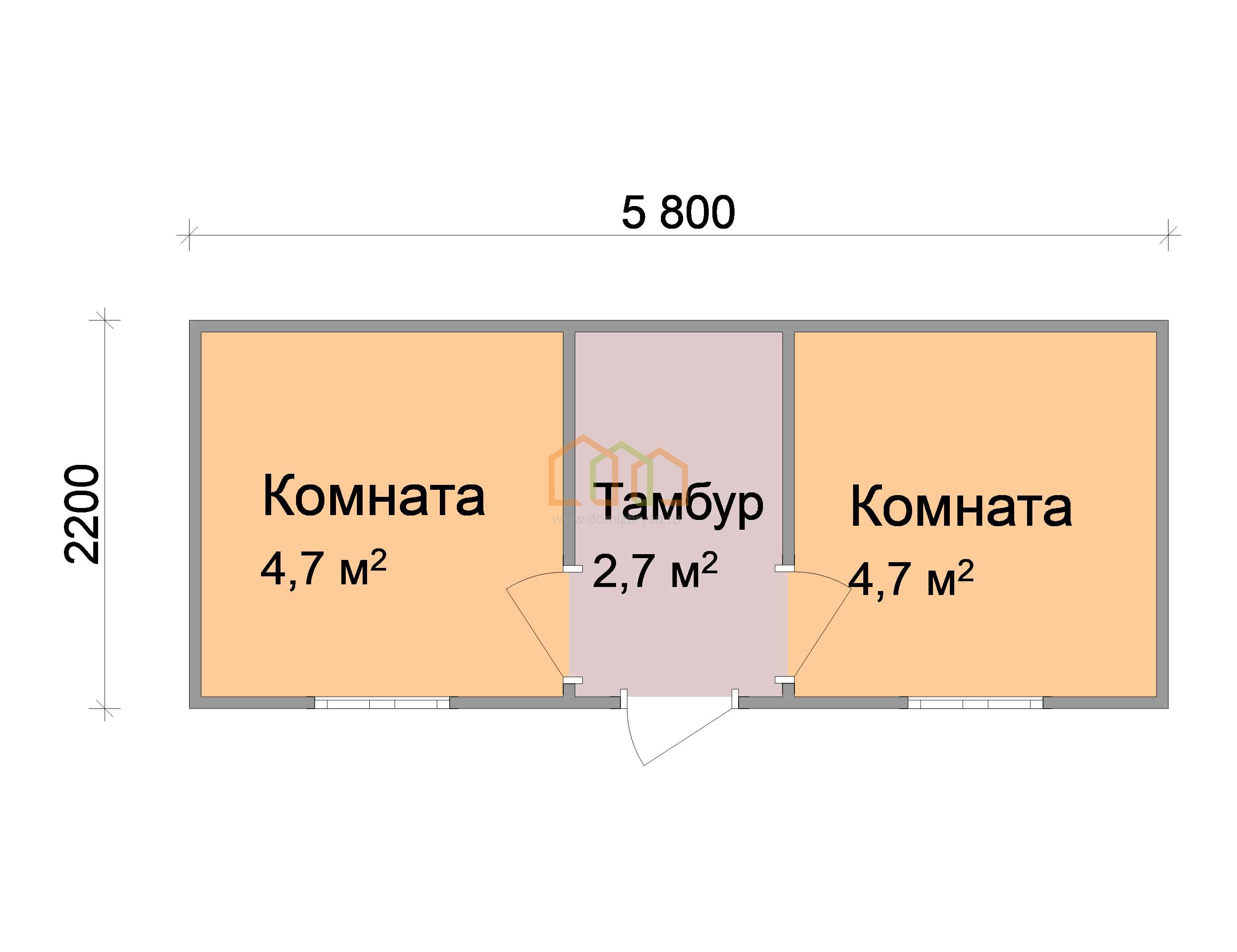 Дачная бытовка 2-х комнатная Лилия - 3 (С) 5.8x2.2 Площадь: 12.76 м² со  сборкой на участке под ключ в Осташкове и области