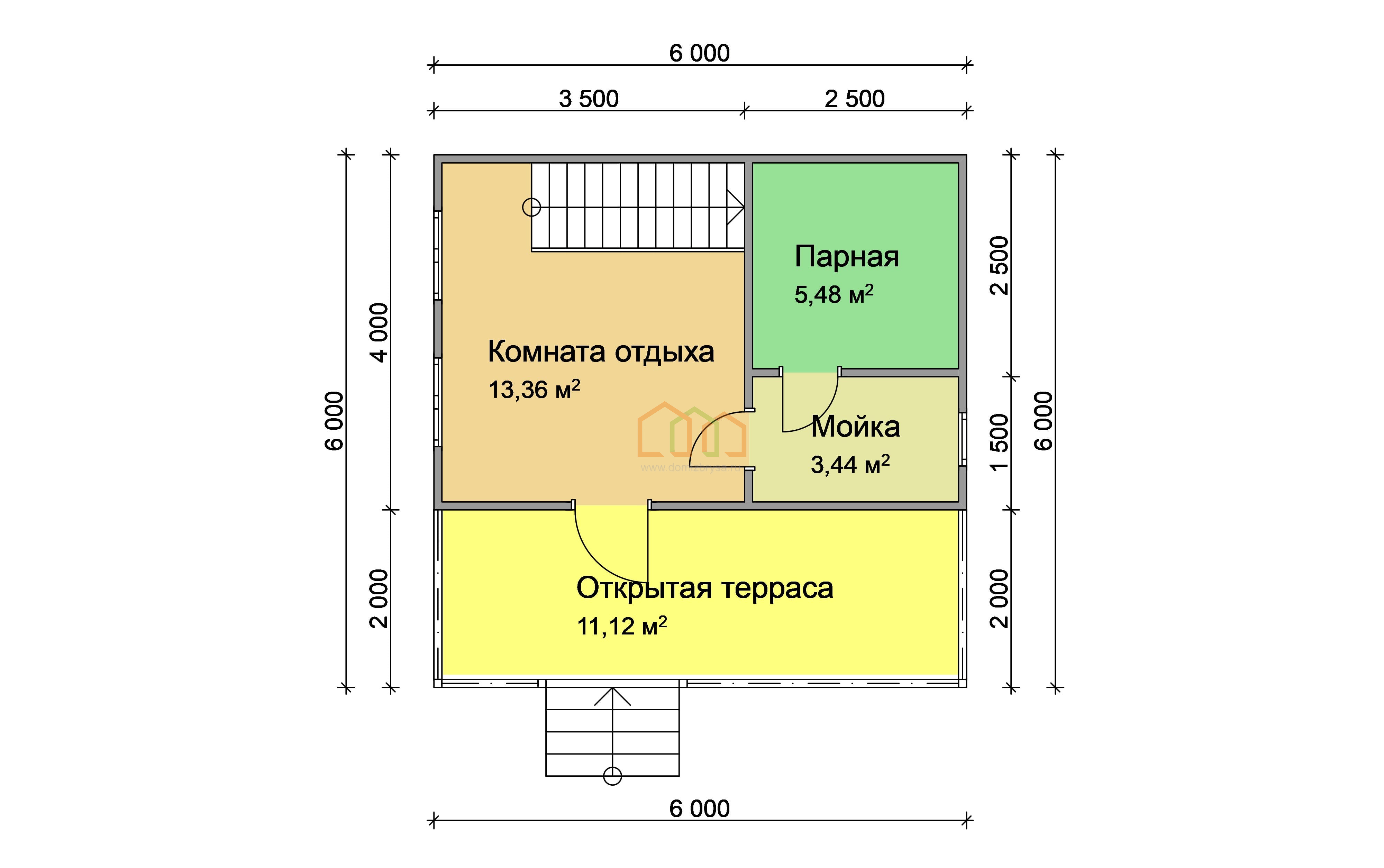 Каркасная баня с мансардой Венера (К) 6x6 Площадь: 63 м² с балконом под  ключ в Осташкове