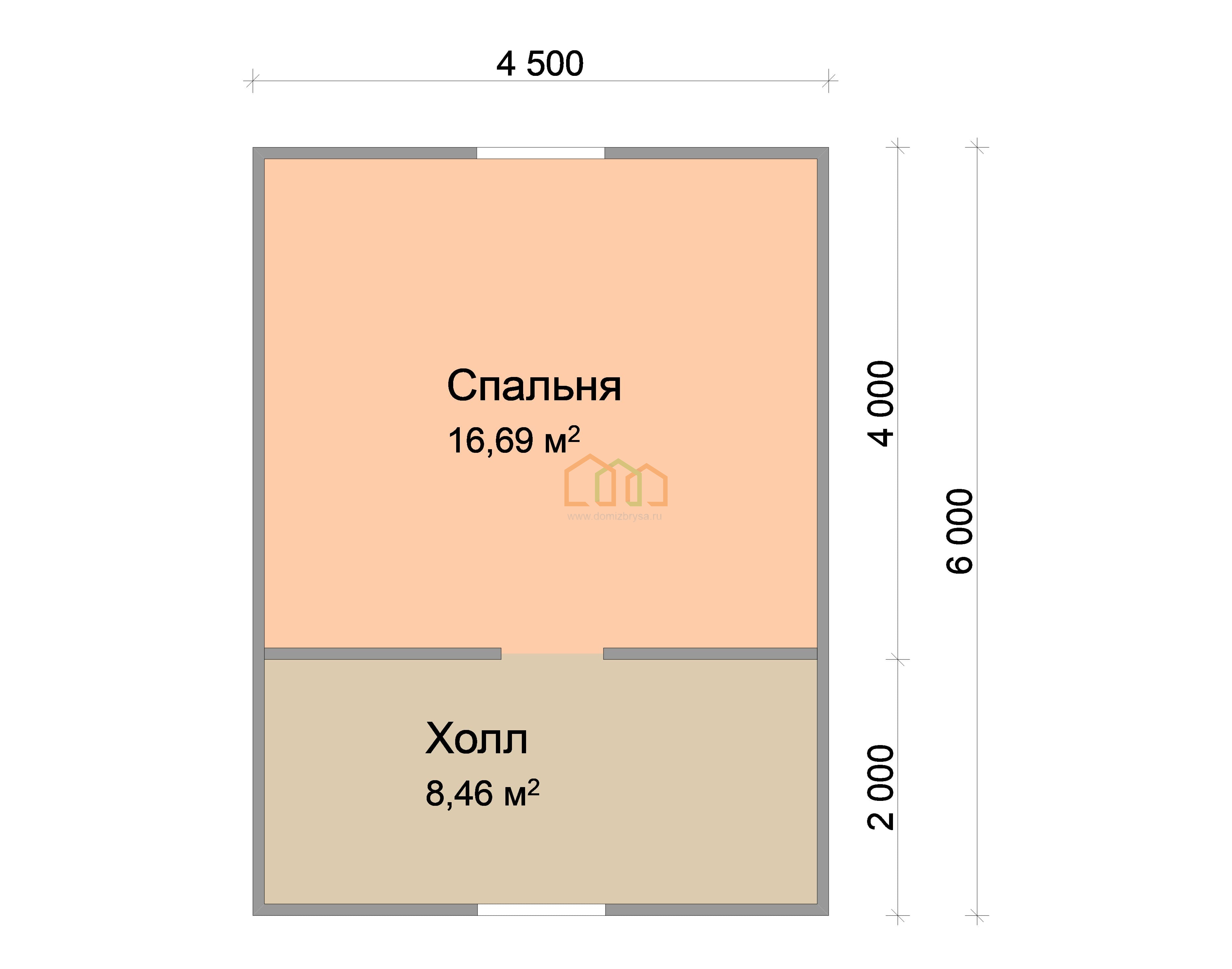 Каркасный дом без внутренней отделки 6х6 с мансардой - цена 724500 руб в  Осташкове. Площадь: 63 м² с террасой